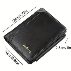 Vintage PU Leather Trifold Wallet Zipper Coin Pocket