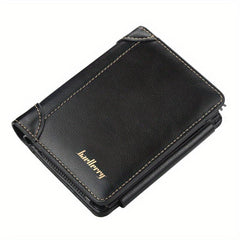 Vintage PU Leather Trifold Wallet Zipper Coin Pocket