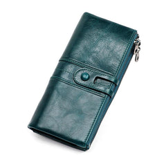 Leather Card Holder Wallet Phone Checkbook Organizer Zipper Coin Purse