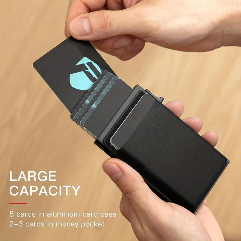 Men's Thin RFID Wallet Card Holder Aluminum Alloy Push Card Box
