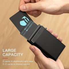 Men's Thin RFID Wallet Card Holder Aluminum Alloy Push Card Box