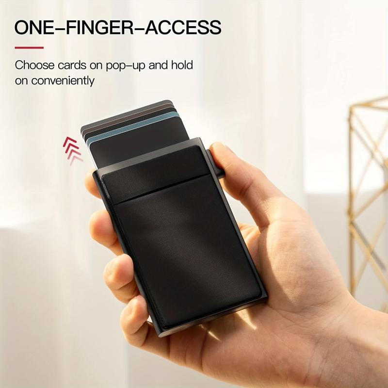 Men's Thin RFID Wallet Card Holder Aluminum Alloy Push Card Box