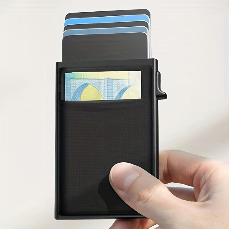 Men's Thin RFID Wallet Card Holder Aluminum Alloy Push Card Box