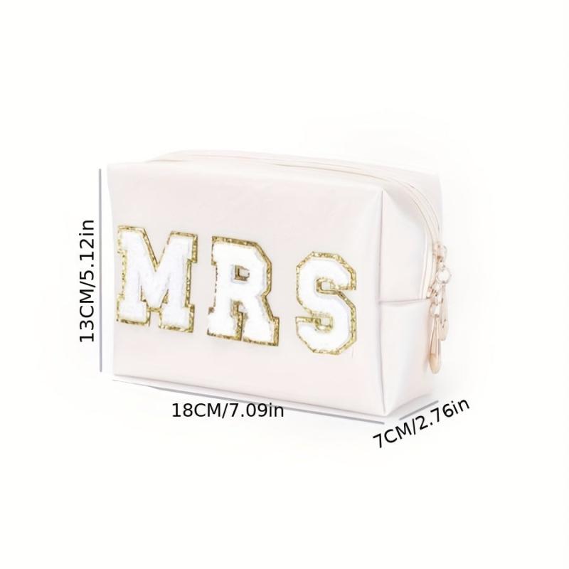 Waterproof Chenille Letter Patch Makeup Bag Travel Storage Pouch