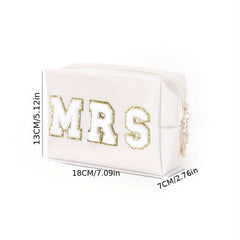 Waterproof Chenille Letter Patch Makeup Bag Travel Storage Pouch
