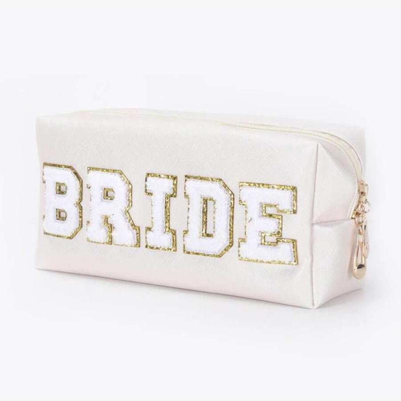 Waterproof Chenille Letter Patch Makeup Bag Travel Storage Pouch