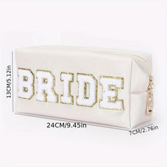 Waterproof Chenille Letter Patch Makeup Bag Travel Storage Pouch