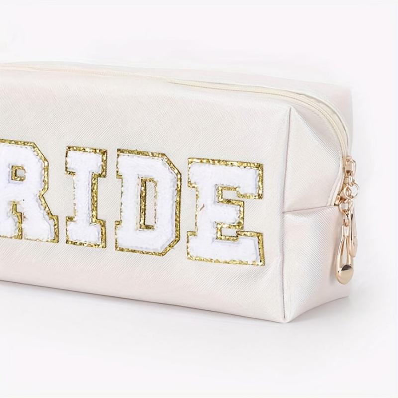 Waterproof Chenille Letter Patch Makeup Bag Travel Storage Pouch
