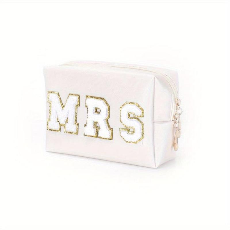 Waterproof Chenille Letter Patch Makeup Bag Travel Storage Pouch
