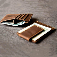 Men's Leather Magnetic Money Clip RFID Blocking Slim Pocket Card Holder