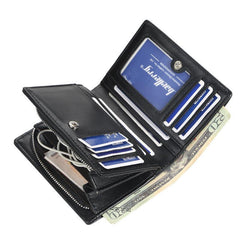 Men's Short Vertical Wallet with Button Pocket