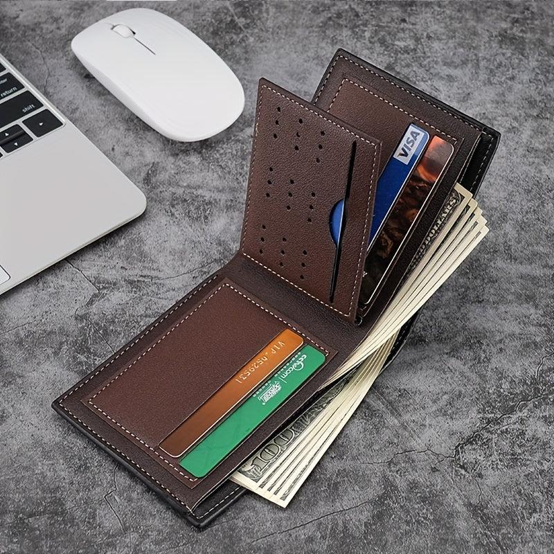 CarrKen Men's Short PU Leather Wallet with Money Clip