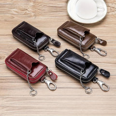 Leather Zipper Key Bag Car Key Holder Household Key Bag