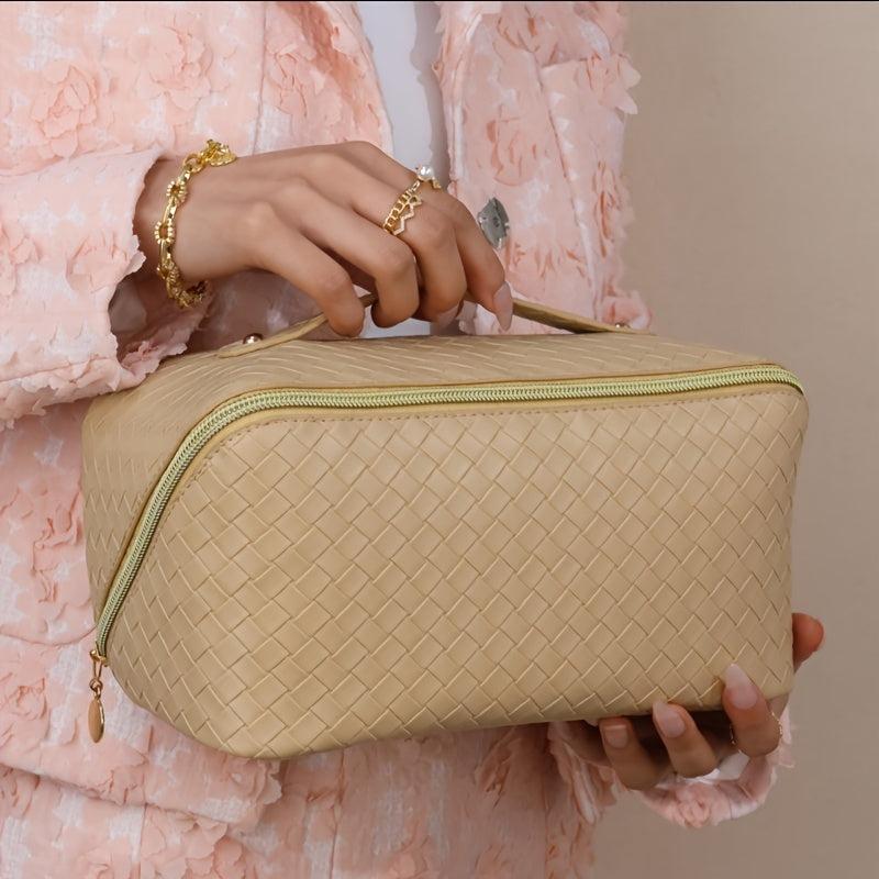 Braided Cosmetic Bag Zipper Makeup Pouch Lightweight Solid
