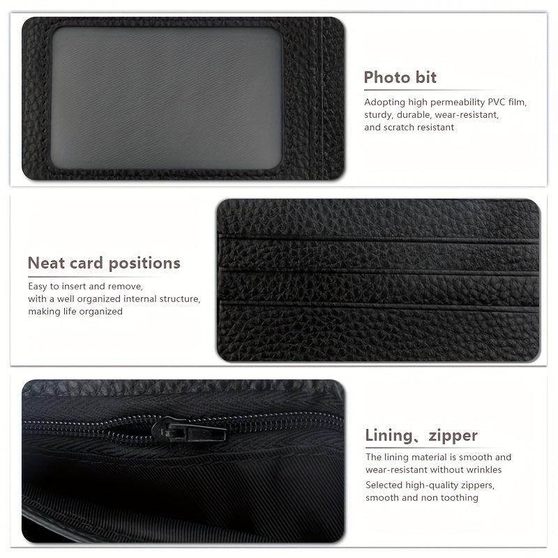 Men's Large Capacity Cowhide Business Wallet Money Clip