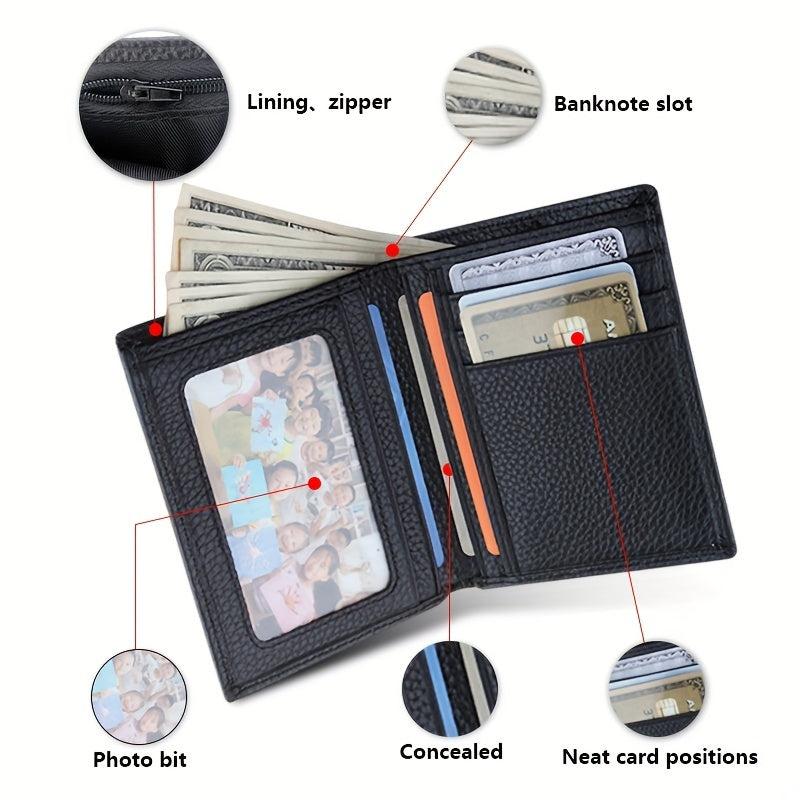 Men's Soft Leather Short Wallet Top Layer Cowhide Business Wallet