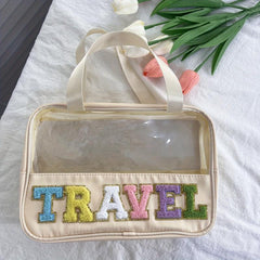 Transparent Waterproof Cosmetic Bag Large Capacity Handheld Makeup Storage