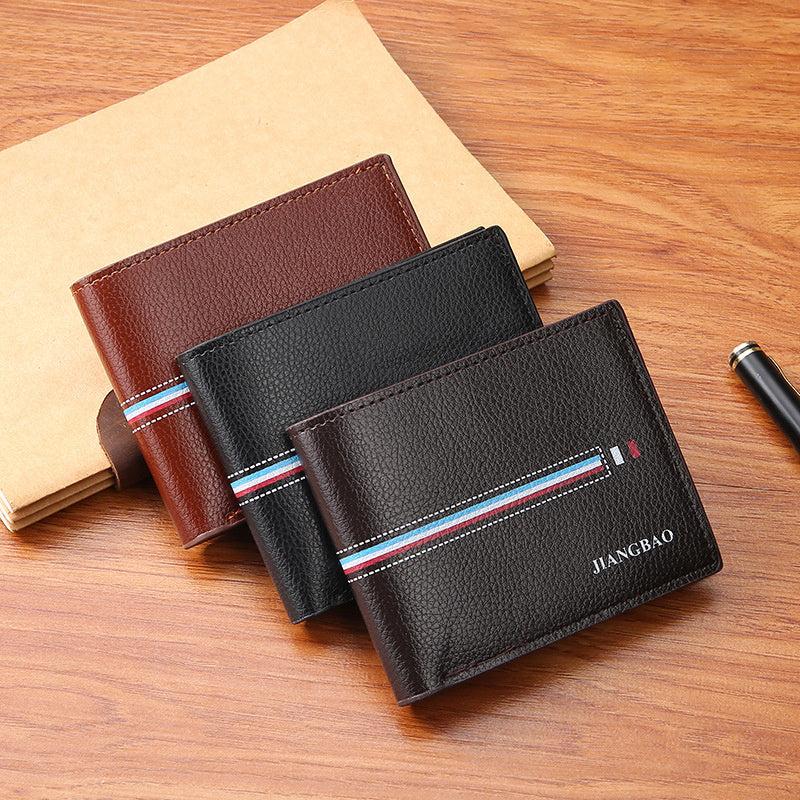Men's Short Wallet Horizontal Weave Contrast Colors Student Wallet