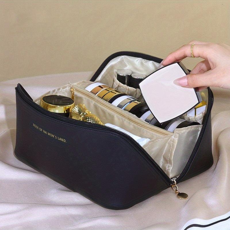Solid Makeup Bag Zipper Portable Cosmetic Bag Travel Toiletry Wash Bag
