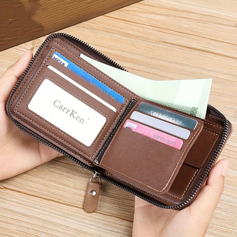 Vintage Men's Wallet Short Purse Hasp Zipper Clutch