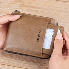 Vintage Men's Wallet Short Purse Hasp Zipper Clutch