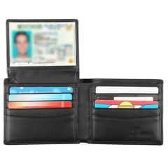 RFID Blocking Leather Bifold Wallet for Men with 2 ID Windows