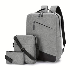 Men's 3pc Backpack Crossbody Bag Set with USB Interface