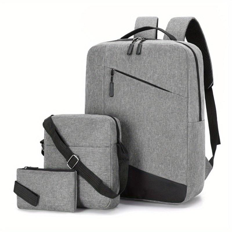 Men's 3pc Backpack Crossbody Bag Set with USB Interface