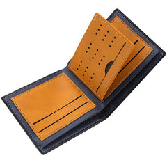 Men's Leather Short Wallet Money Clip Bifold card Holder Purse