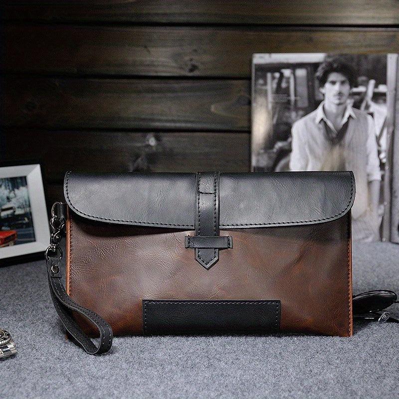 Personalized Contrast Men's Clutch Bag Retro Casual Men's Wallet