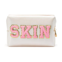 Chenille Letter Patch Comestic Bag Waterproof Portable Travel Makeup Pouch