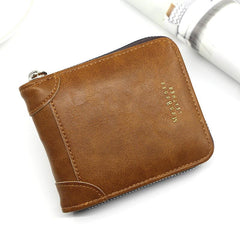 Men's Leather Zipper Card Holder Wallet Large Capacity Vintage Coin Purse