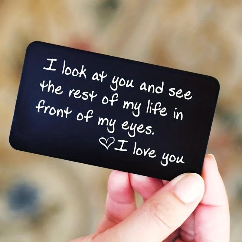 Engraved Aluminum Alloy Wallet Insert Card - Love Note for Him