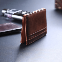Men's Vintage Engraved Card Holder PU Leather Ultrathin Wallet