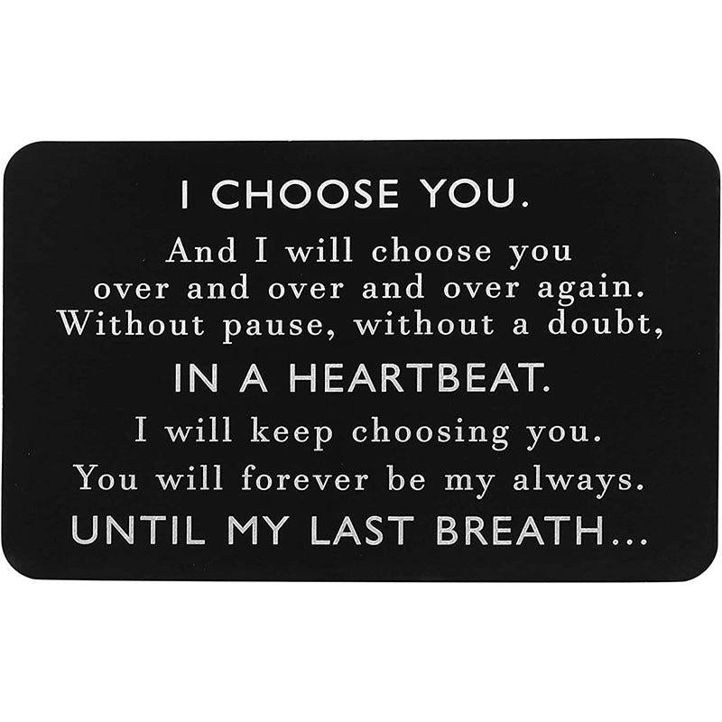 I Choose You Metal Wallet Insert Card Christmas Anniversary Gift
