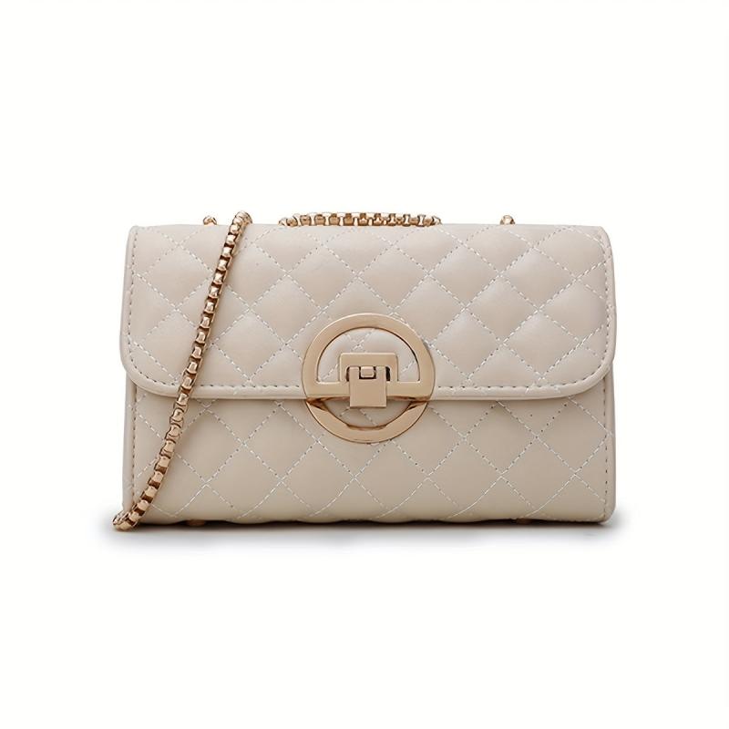 Stylish Crossbody Bag Leather Small Square Bag Chain Women's Bag