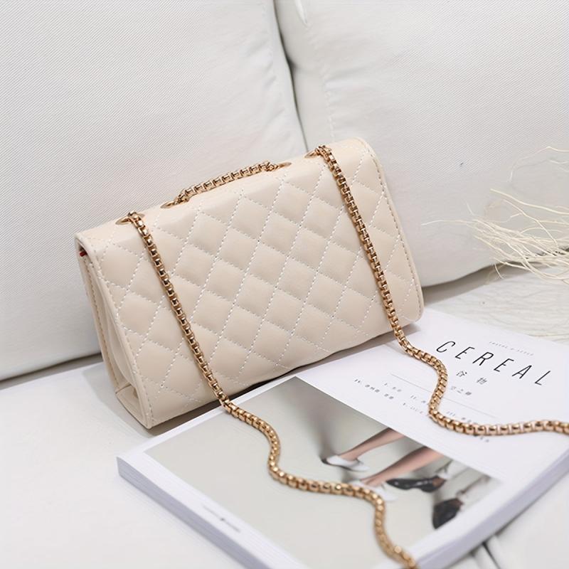 Stylish Crossbody Bag Leather Small Square Bag Chain Women's Bag