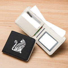 Men's Canvas Casual Short Wallet with Cat Print