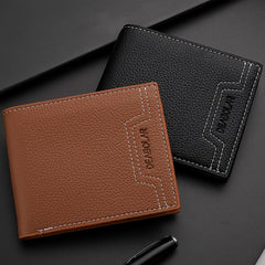 Men's Short Wallet Lychee Embossed Wallet