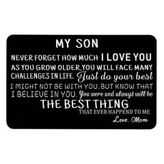 1 Pc Wallet Insert Card For Son Metal Carving Card Gift From Mom Dad