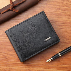 Men's Litchi Embossed Wallet With Card Slots Short Wallet