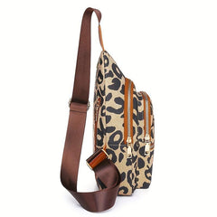 Leopard Print Zipper Chest Bag Casual Crossbody Sling Bag