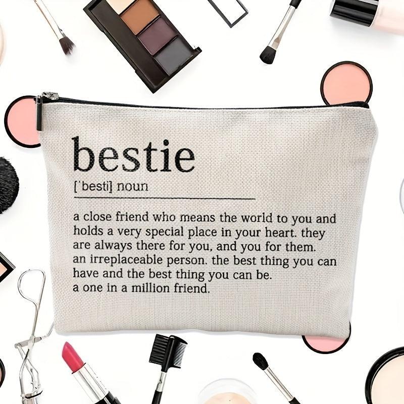Bestie Definition Makeup Bag Linen Gift Work Bestie Friendship Gift