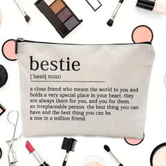 Bestie Definition Makeup Bag Linen Gift Work Bestie Friendship Gift