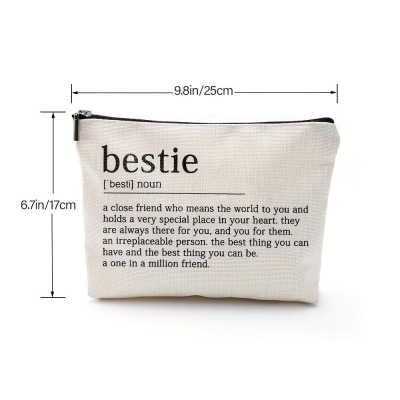 Bestie Definition Makeup Bag Linen Gift Work Bestie Friendship Gift