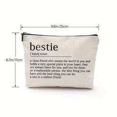 Bestie Definition Makeup Bag Linen Gift Work Bestie Friendship Gift