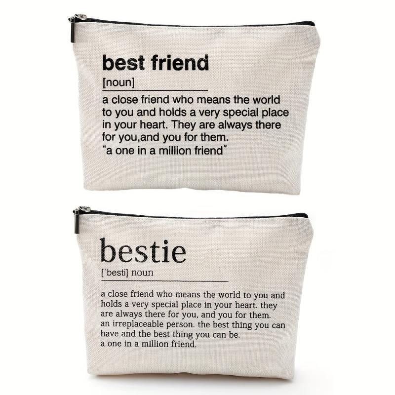 Bestie Definition Makeup Bag Linen Gift Work Bestie Friendship Gift