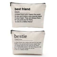 Bestie Definition Makeup Bag Linen Gift Work Bestie Friendship Gift