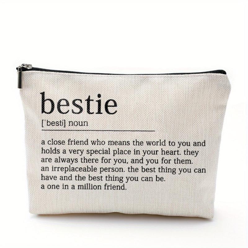 Bestie Definition Makeup Bag Linen Gift Work Bestie Friendship Gift