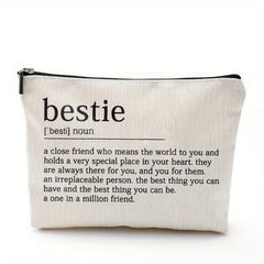 Bestie Definition Makeup Bag Linen Gift Work Bestie Friendship Gift